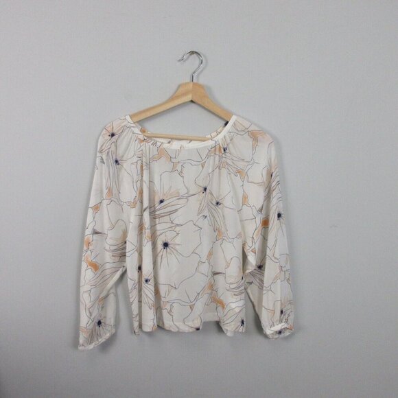 Club Monaco Silk Blouse Top Women S Off White Balloon Sleeve Elegant Chic 82 - Picture 1 of 8